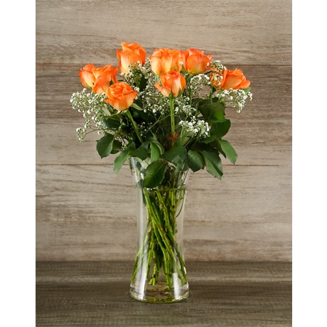 Orange Roses in a Vase