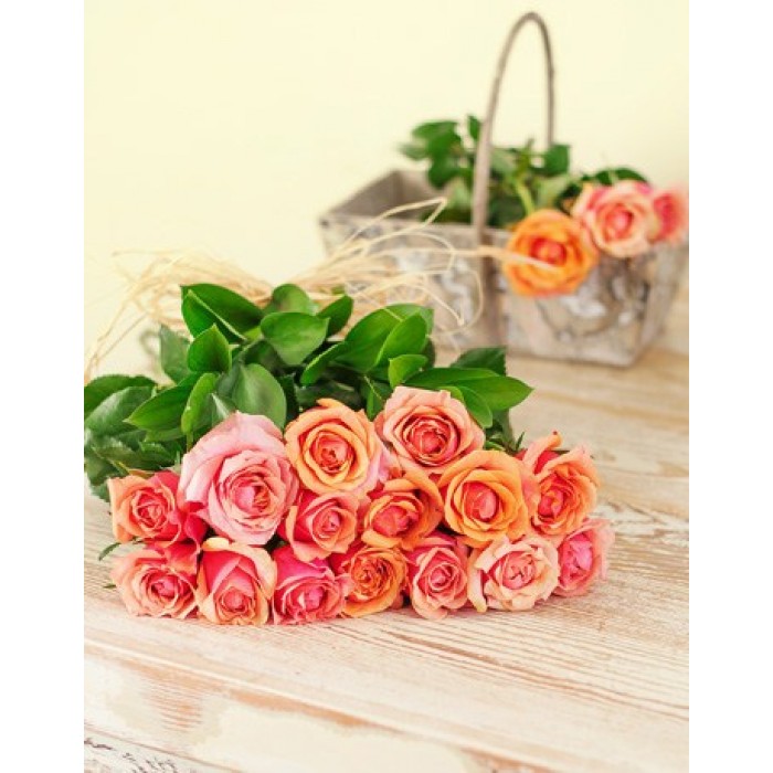 Cherry Brandy Roses in Cellophane | inMotion Flowers