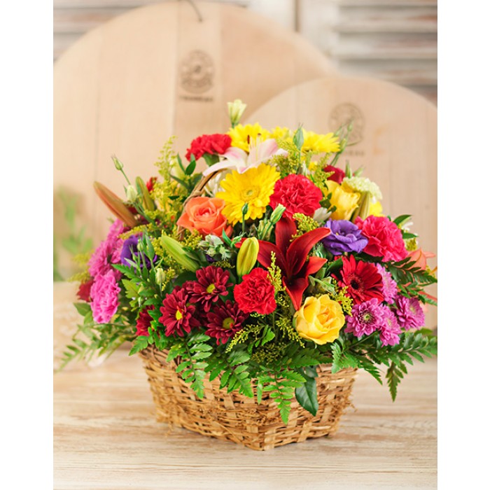 Country Basket Basket of Mixed Country Flowers inMotion Flowers