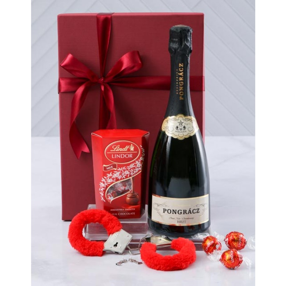 Chocolate, Sparkling Wine & Handcuffs for Valentine's Day