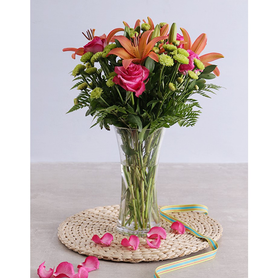 Pink Lilies & Roses in a Vase for Mother's Day | inMotion Flowers