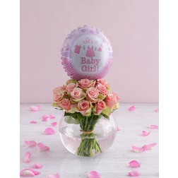 Baby Girl Roses in a Vase