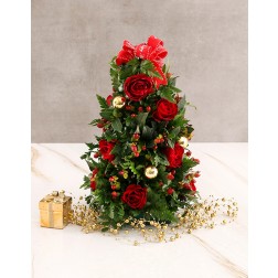 Christmas Roses & Baubles Tree Arrangement