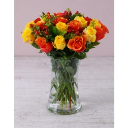 Orange & Yellow Rose Vase