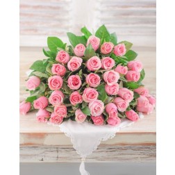 Pink Roses in Cellophane