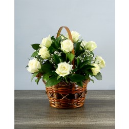 White Roses Basket