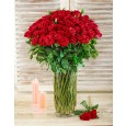 100 Red Roses in a Glass Vase for Valentine’s Day in Durban, South Africa