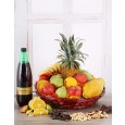 Fruit, juice, biltong and nut hamper