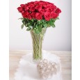 Red Roses in a Glass Vase for Valentine’s Day