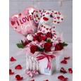 Valentines Day Edible Chocolate & Rose Arrangement