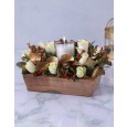White Rose Candle Christmas Arrangement