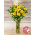 Yellow lilies, roses & gerbera vase